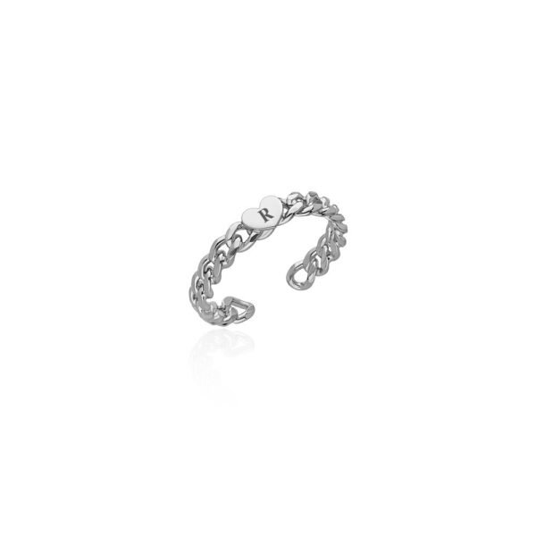 Anillo Cadena y Corazón Plata Ley 925