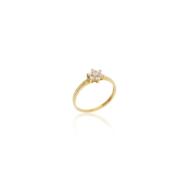 Anillo Floral y Circonitas Oro 18 Klt