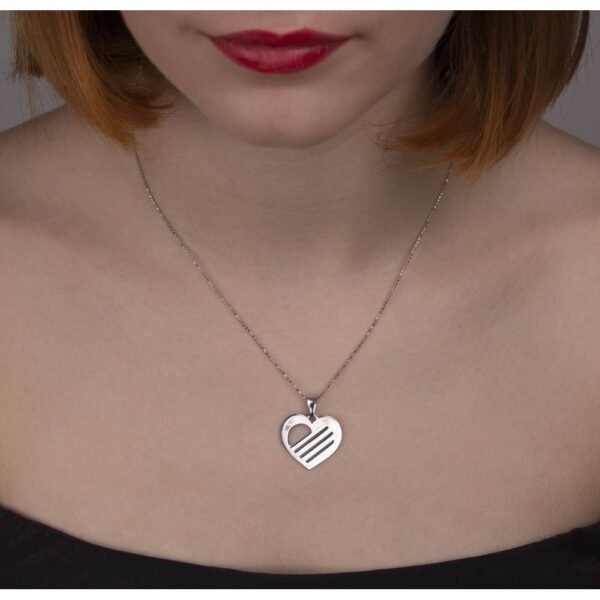 Colgante Corazón Bandas Plata Ley 925. - Imagen 2