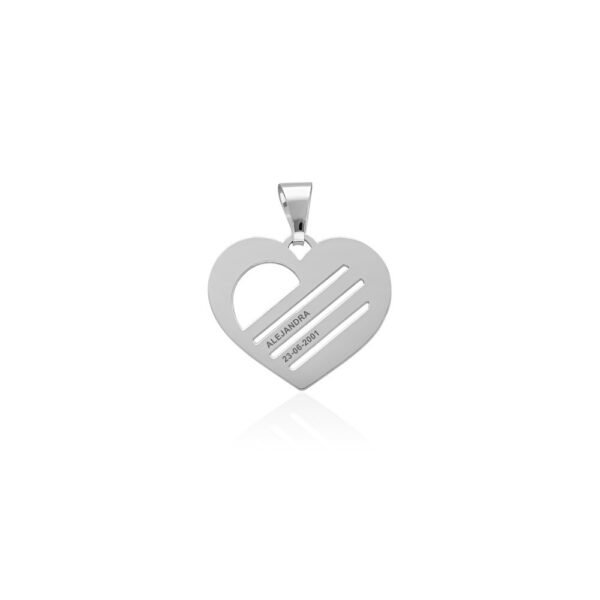 Colgante Corazón Bandas Plata Ley 925.