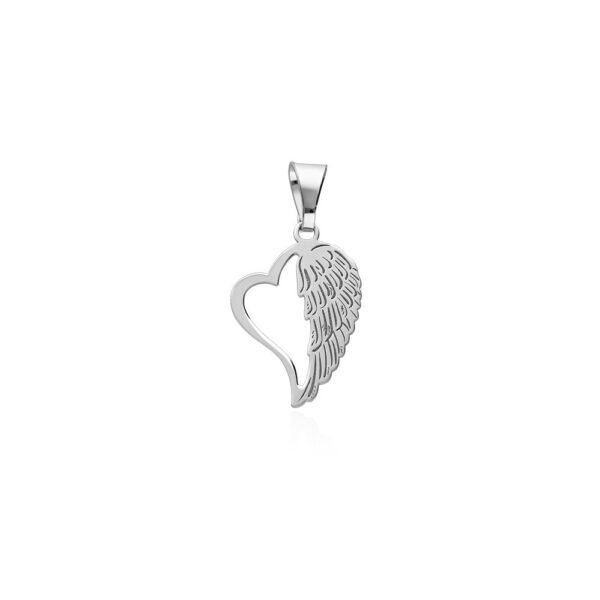 Colgante Corazón y Ala Plata Ley 925