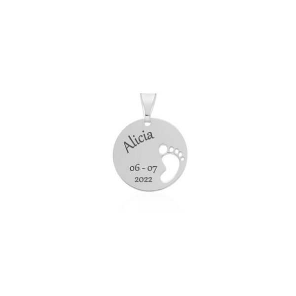 Colgante Pie Bebé Disco Plata Ley 925