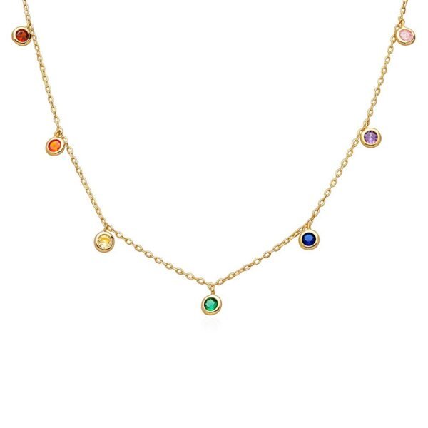 Collar Chatones Multicolor Plata Ley 925.