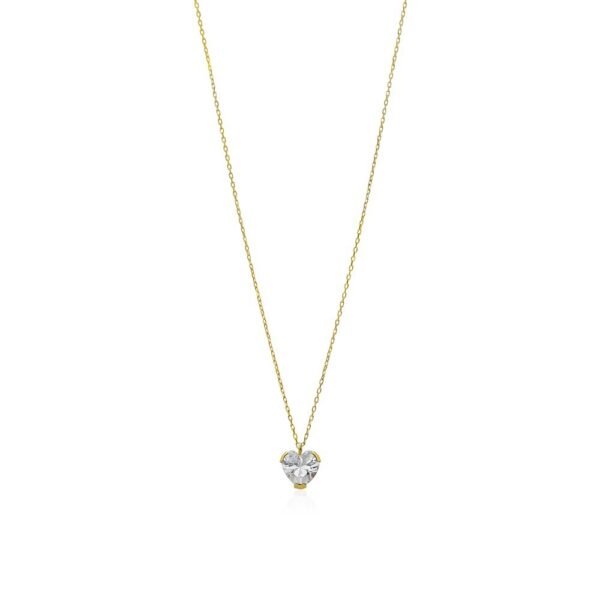Collar Circonita Corazón Oro 9 Klt