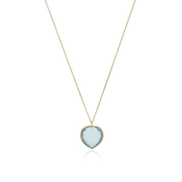 Collar Corazón Aguamarina Oro 18 Klt