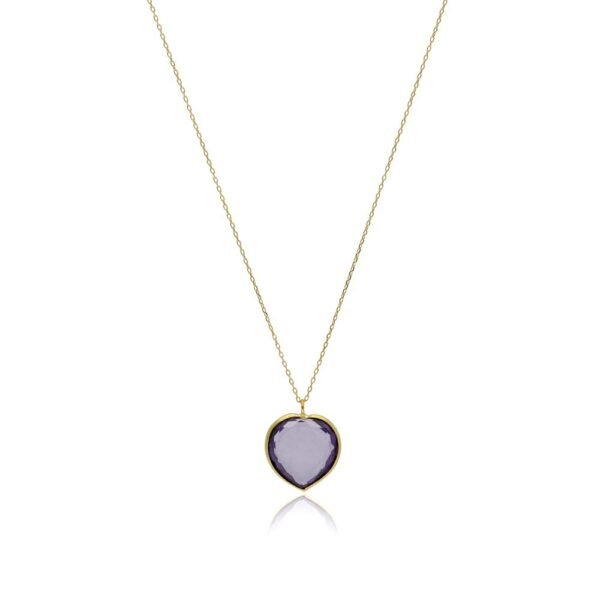 Collar Corazón Amatista Oro 18 Klt