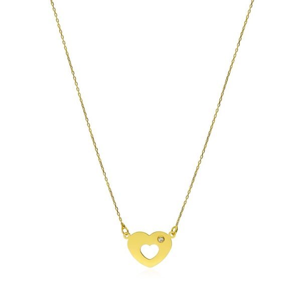 Collar Corazón Calado Circonita Oro 18 Klt