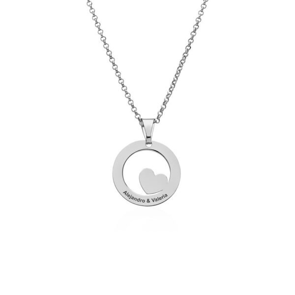 Collar Corazón Circulado Plata Ley 925.