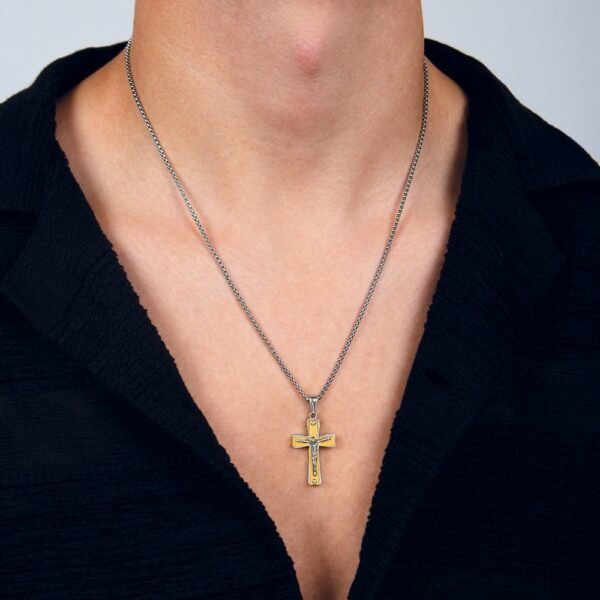 Collar Cruz Cristo Bicolor Acero 316 L - Imagen 2