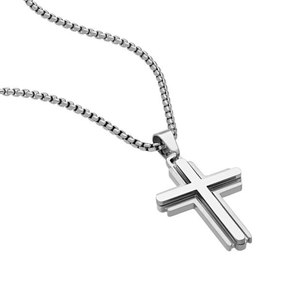 Collar Cruz Doble Diseño Acero 316 L - Imagen 3