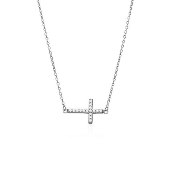 Collar Cruz Horizontal Plata Ley 925.