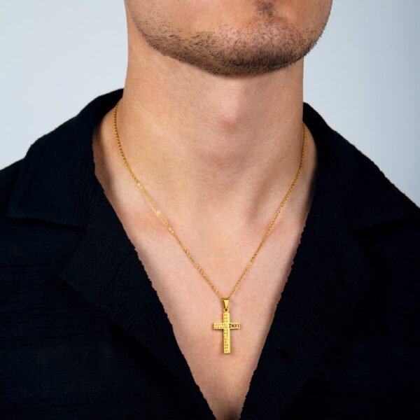 Collar Cruz Padre Nuestro Acero 316 L - Imagen 2