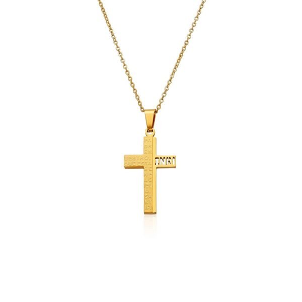 Collar Cruz Padre Nuestro Acero 316 L