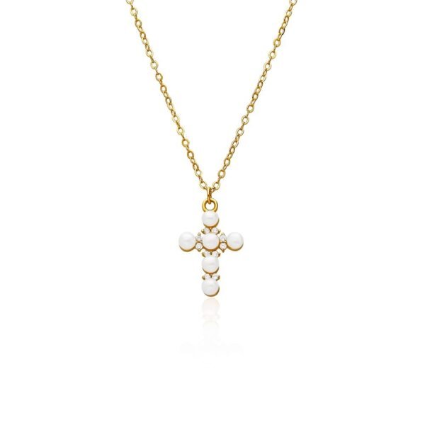 Collar Cruz Pearls & Zirconites Plata Ley 925