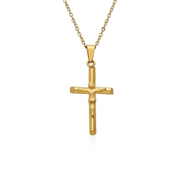 Collar Cruz Tubo Cristo Acero 316 L