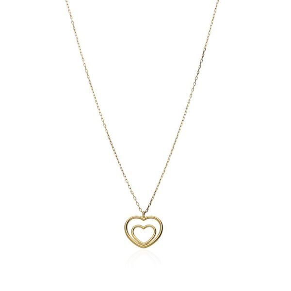 Collar Doble Corazón Oro 9 Klt