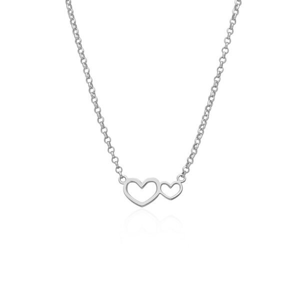 Collar Doble Corazón Plata Ley 925