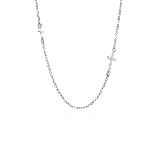 Collar Dos Cruces Plata Ley 925.