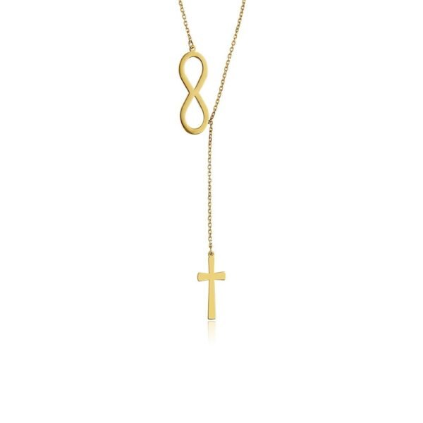 Collar Infinito y Cruz Oro 18 Klt