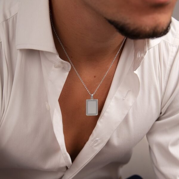 Collar Placa Greca Plata Ley 925 - Imagen 2