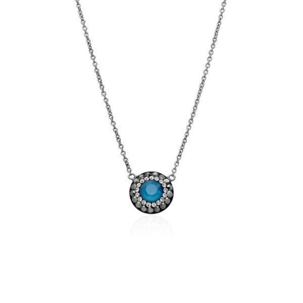 Collar Rosetón Cristal Plata Ley 925.