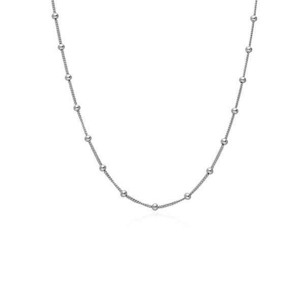 Collar Saturno Bolas Intercaladas Plata Ley 925