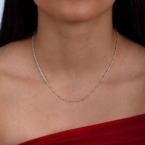 Collar Saturno Bolas Intercaladas Plata Ley 925 - Imagen 3
