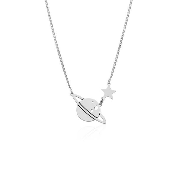 Collar Saturno y Estrella Plata Ley 925.