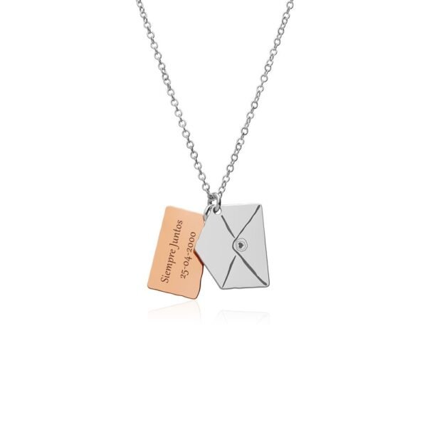 Collar Sobre y Carta Bicolor Plata Ley 925.