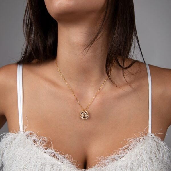 Collar Trébol Convertible Circonitas Acero 316 L - Imagen 4