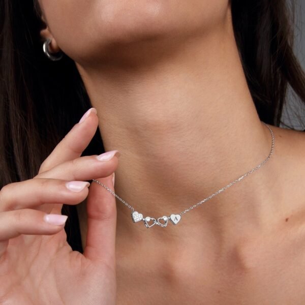 Collar Trébol Corazones Convertible Plata Ley 925 - Imagen 2