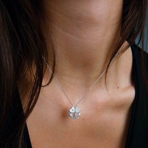 Collar Trébol Corazones Convertible Plata Ley 925 - Imagen 3