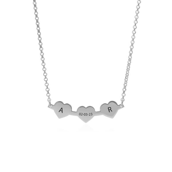 Collar Triple Corazón Plata Ley 925.