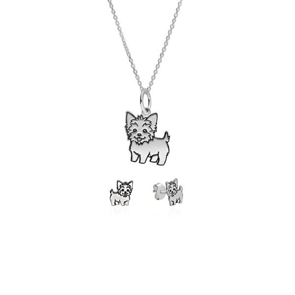 Conjunto Perritos Plata Ley 925.