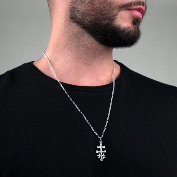 Cruz Caravaca Cristo Relieve Plata Ley 925 - Imagen 2