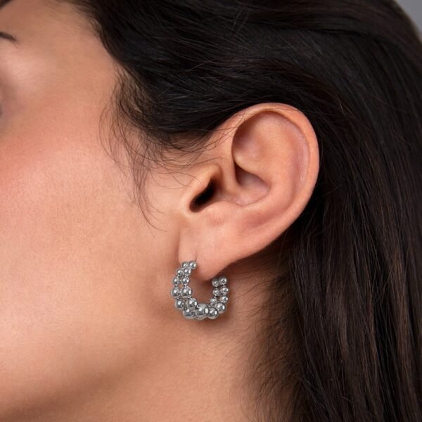 Pendientes Aros con Bolas Acero 316 L - Imagen 2