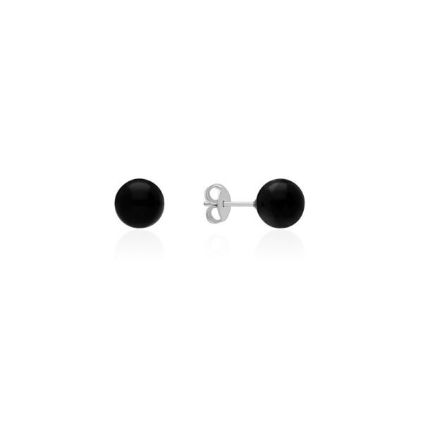 Pendientes Bola Negra Plata Ley 925