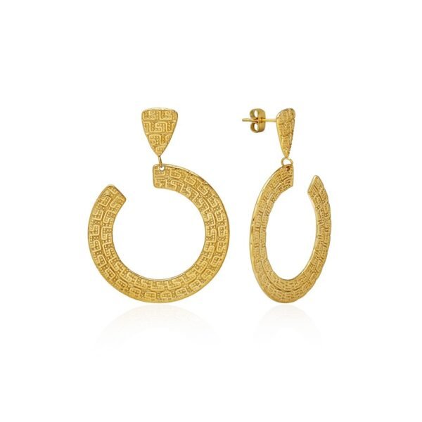 Pendientes Circulo Greca Acero 316 L.