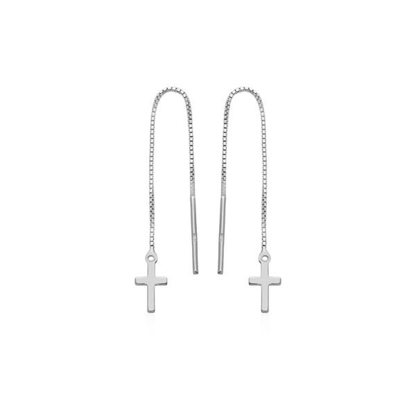 Pendientes Cruz Largos Plata Ley 925