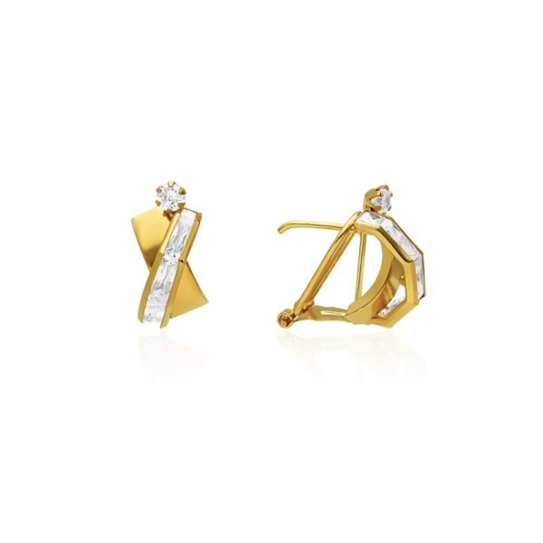 Pendientes Cruzado Baguette Oro 18 Klt