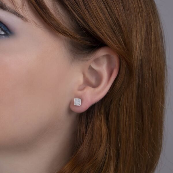 Pendientes Cuadrados Plata Ley 925 - Imagen 2