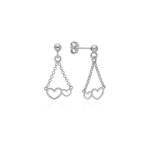 Pendientes Doble Corazón Plata Ley 925