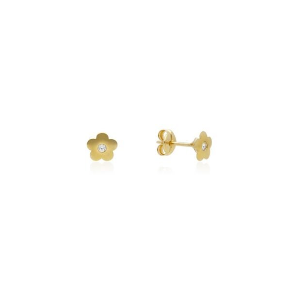 Pendientes Flor con Circonita Oro 18 Klt