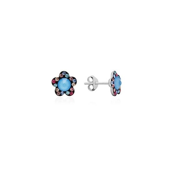 Pendientes Flor Swarovski Plata Ley 925