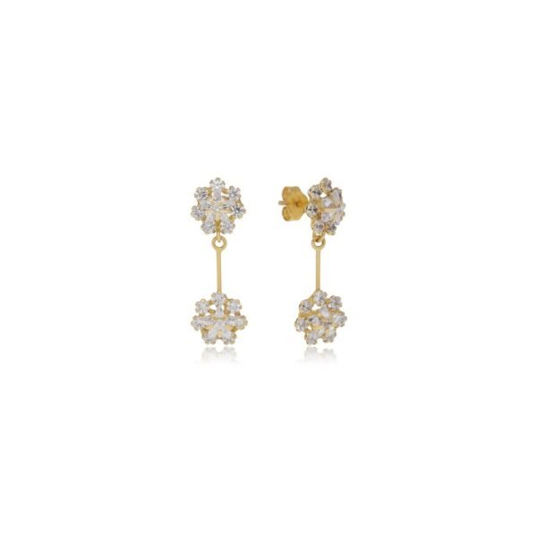 Pendientes Largo Rosetón Oro 18 Klt
