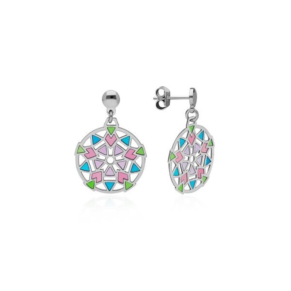 Pendientes Mandala Esmaltada Plata Ley 925