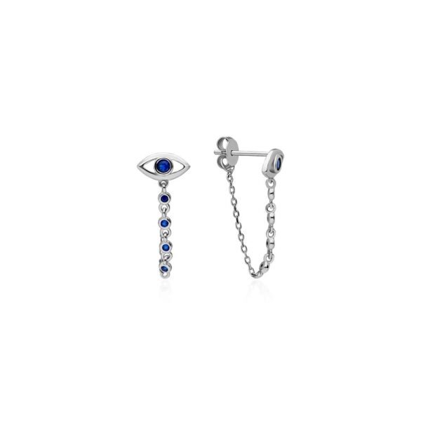 Pendientes Ojo Turco Cadena Plata Ley 925