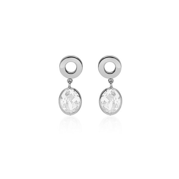 Pendientes Oval Zirconit Oro Blanco 18 Klt