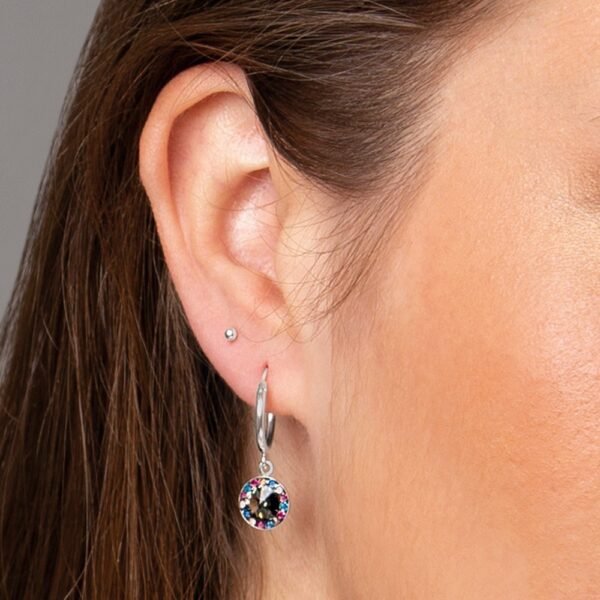 Pendientes Rosetón Cristal Plata Ley 925 - Imagen 2