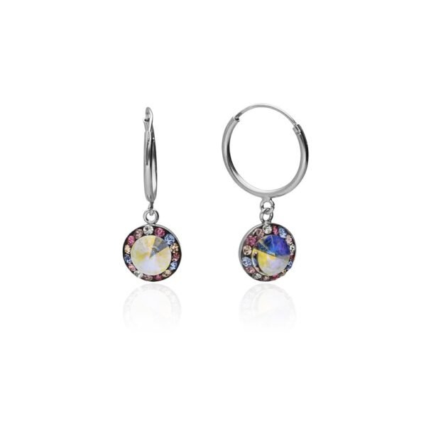 Pendientes Rosetón Cristal Plata Ley 925